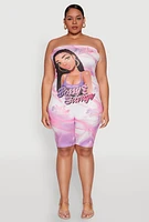 Womens Plus Size Bossy and Savage Graphic Tube Romper, Multi, Size 3X