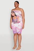 Womens Plus Size Bossy and Savage Graphic Tube Romper, Multi, Size 3X