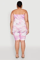Womens Plus Size Bossy and Savage Graphic Tube Romper, Multi, Size 3X