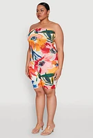 Womens Plus Size Floral Print Biker Romper, Multi, Size 1X