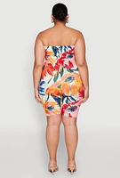 Womens Plus Size Floral Print Biker Romper, Multi, Size 1X