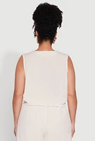 Womens Plus Trendy Linen Crochet Detail Cropped Vest, 3X