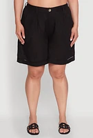 Womens Plus Trendy Crochet Detail High Waisted Shorts, 1X