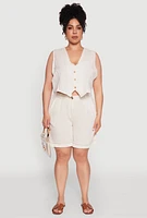Womens Plus Trendy Crochet Detail High Waisted Shorts,