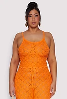 Womens Plus Crochet Diamond Knit Cami,