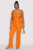 Womens Plus Crochet Diamond Knit Cami,