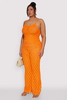 Womens Plus Crochet Diamond Knit Cami,