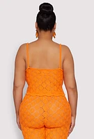 Womens Plus Crochet Diamond Knit Cami,
