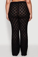 Womens Plus Crochet Diamond Knit Pants,