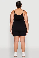 Womens Plus Seamless Rib Knit Cami and Biker Shorts, 2X-3X