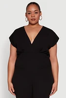 Womens Plus Size Faux Wrap Top, Black, Size 2X