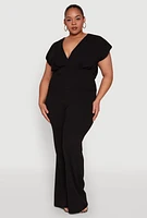 Womens Plus Size Faux Wrap Top, Black, Size 2X