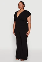 Womens Plus Size Faux Wrap Top, Black, Size 2X