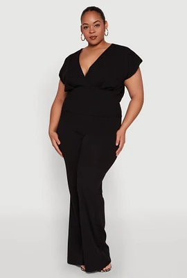 Womens Plus High Waisted Flared Pants,