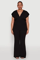 Womens Plus High Waisted Flared Pants,