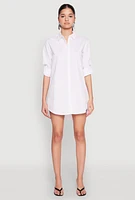 Womens Poplin Shirt Dress, White, Size S