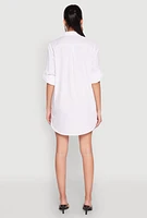 Womens Poplin Shirt Dress, White, Size S