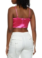 Womens Mesh Detail Crop Bustier Top, Pink, Size S