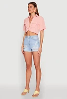 Womens Crepe Knit Plunge Twist Front Shirt, M