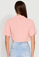 Womens Crepe Knit Plunge Twist Front Shirt, M