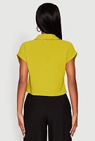 Womens Crepe Knit Cropped Shirt,