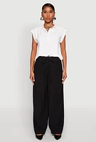Womens Cap Sleeve Button Front Shirt, White, Size L