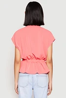 Womens Iris Crepe Knit Drawstring Waist Blouse, Pink, Size S