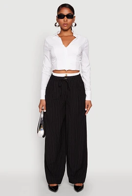 Womens Iris Zip Front Cropped Shirt, White,
