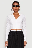 Womens Iris Zip Front Cropped Shirt, White,