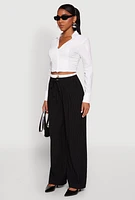 Womens Iris Zip Front Cropped Shirt, White,