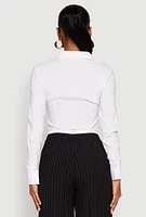 Womens Iris Zip Front Cropped Shirt, White,