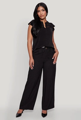 Womens Iris Crepe Knit Flutter Sleeve Blouse,