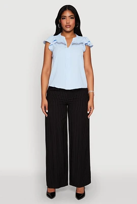 Womens Iris Crepe Knit Flutter Sleeve Blouse,