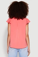 Womens Iris Crepe Knit Flutter Sleeve Blouse, Pink, Size S