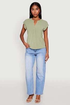 Womens Iris Airy Notch Neck Blouse, Green, Size M