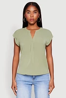 Womens Iris Airy Notch Neck Blouse, Green, Size M