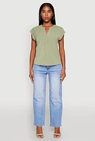 Womens Iris Airy Notch Neck Blouse, Green, Size M