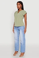 Womens Iris Airy Notch Neck Blouse, Green, Size M