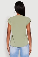 Womens Iris Airy Notch Neck Blouse, Green, Size M