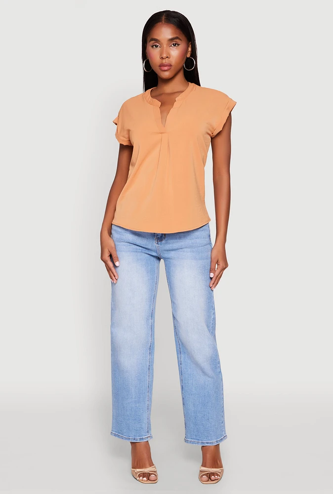 Womens Iris Airy Notch Neck Blouse, M