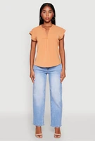Womens Iris Airy Notch Neck Blouse, M