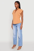 Womens Iris Airy Notch Neck Blouse, M