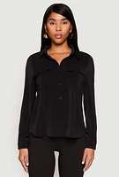 Womens Iris Airy Button Front Cargo Pocket Blouse,
