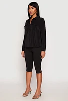 Womens Iris Airy Button Front Cargo Pocket Blouse,