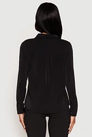 Womens Iris Airy Button Front Cargo Pocket Blouse,