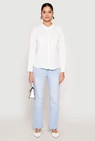 Womens Iris Airy Button Front Cargo Pocket Blouse,