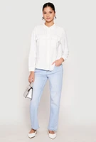 Womens Iris Airy Button Front Cargo Pocket Blouse,