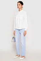 Womens Iris Airy Button Front Cargo Pocket Blouse,