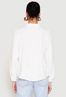 Womens Iris Airy Button Front Cargo Pocket Blouse,