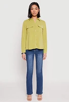 Womens Iris Airy Button Front Cargo Pocket Blouse,